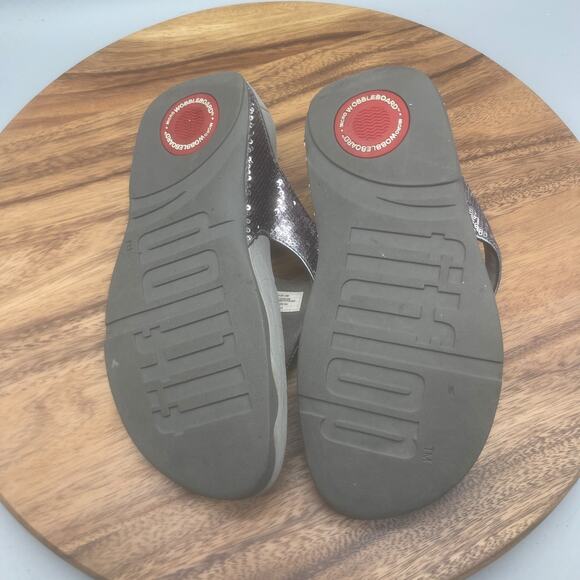 FitFlop Electra Classic Sandals Womens Size 6 Gray with Sequins Thong Beach - Picture 7 of 8